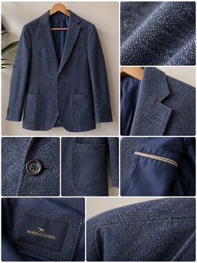 Rodd & Gunn Blue Textured Sport Coat Blazer Men’s XL 2 Button Tailored Smart